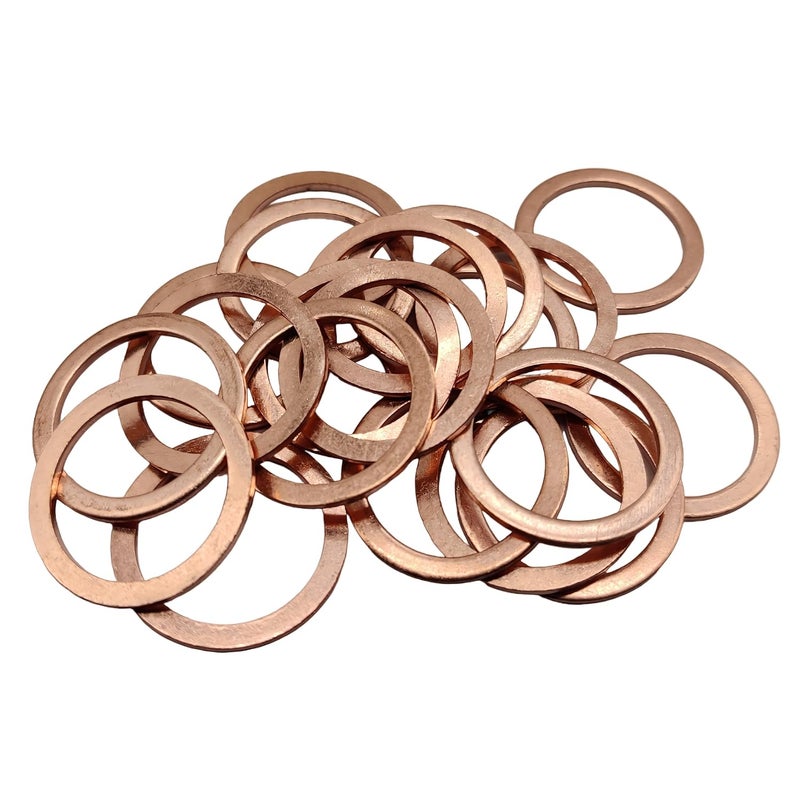 NACX M22 Flat Washer Copper Sealing Ring, 22mm ID 28mm OD 1.5mm Thickness Metric Sealing Gasket, 20 Pieces - Image 1