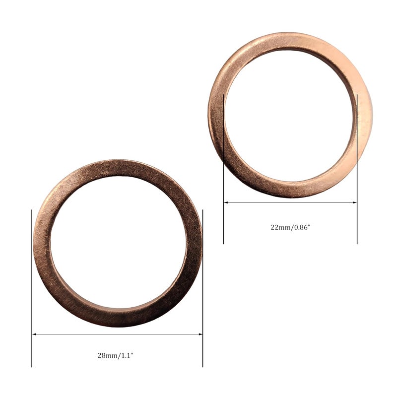 NACX M22 Flat Washer Copper Sealing Ring, 22mm ID 28mm OD 1.5mm Thickness Metric Sealing Gasket, 20 Pieces - Image 2
