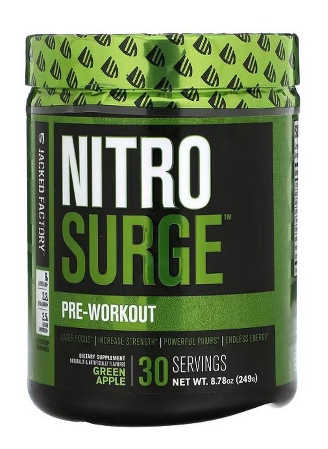 Jacked Factory - Nitro Surge Pre Workout Green Apple 8.78 oz 249 g - Image 1