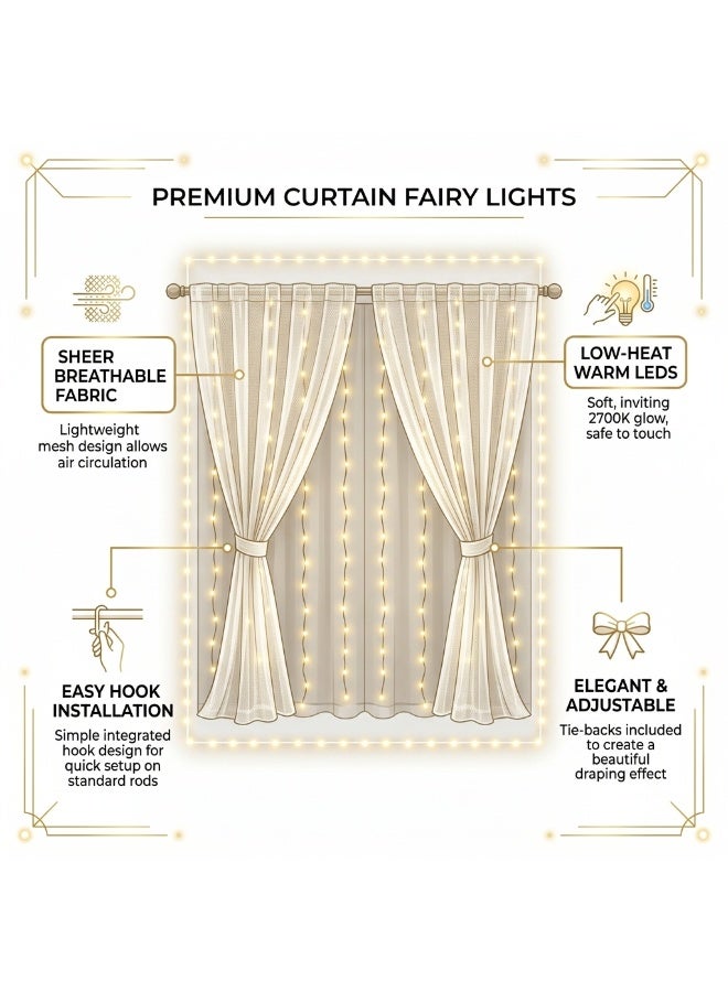 LED Curtain String Lights, Warm White Decorative Fairy Lights for Windows and Walls - Image 2