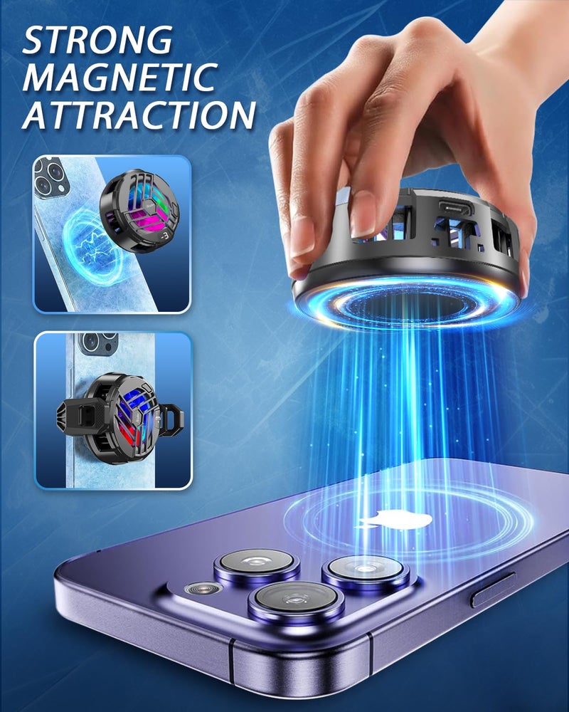 Aluan Magnetic Phone Cooler for Gaming, Fast Semiconductor Cooling Chip, 3-Speed LED Display Mobile Cooler, Portable Cell Phone Radiator for iOS and Android - Image 2