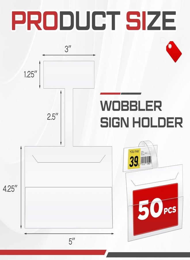 Gilprop 50 Pcs Wobbler Shelf Label Holder Shelf Edge Price Channel Sign Holder Price Tag Holder PVC Shelf Talker Sign Holder 3.5" x 5" Signs and 3" x 1.25" Price Tags for Store Retailing Display - Image 4