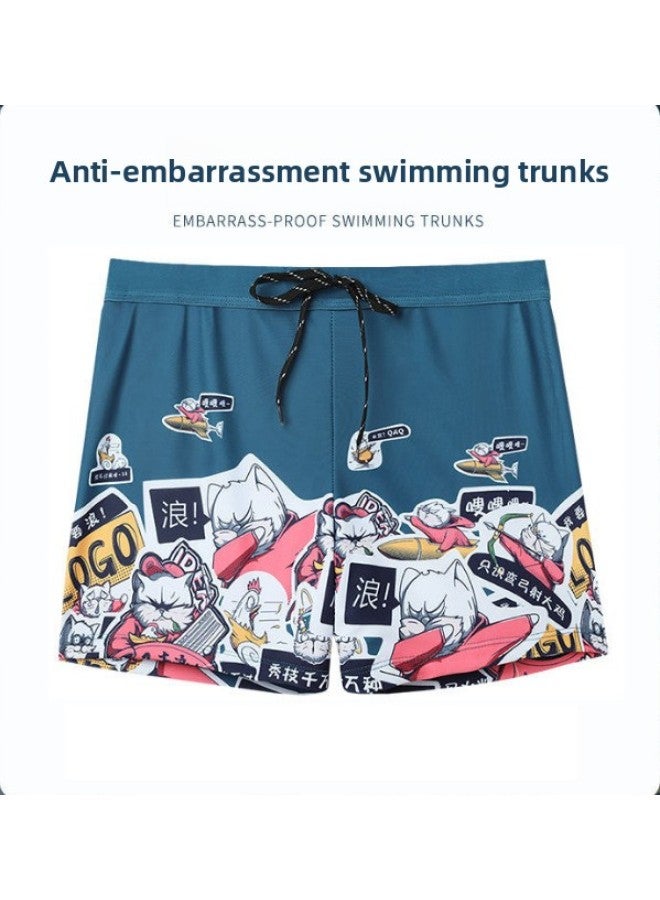 إسكدنيا شورت سباحة رجالي مضاد للإحراج، ملابس سباحة سريعة الجفاف، ملابس سباحة فضفاضة، أزياء رجالية، معدات سباحة، بدلة للأولاد - اللون: 21271 أزرق - مقاس القطة: XL (يوصى بها 55.00 كجم - 67.50 كجم - Image 1