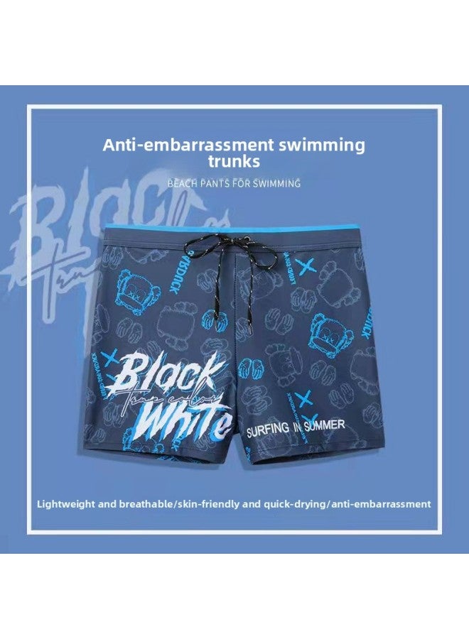 إسكدنيا شورت سباحة رجالي مضاد للإحراج، ملابس سباحة سريعة الجفاف، ملابس سباحة فضفاضة، أزياء رجالية، معدات سباحة، بدلة للأولاد - اللون: 21271 أزرق - مقاس القطة: XL (يوصى بها 55.00 كجم - 67.50 كجم - Image 2
