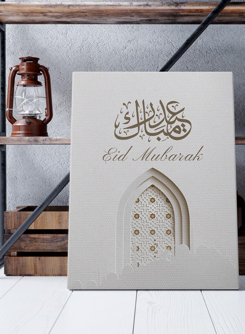 LOWHA Canvas Wall Art Stretched Over Wooden Frame with Eid Mubarak Painting  - Image 3
