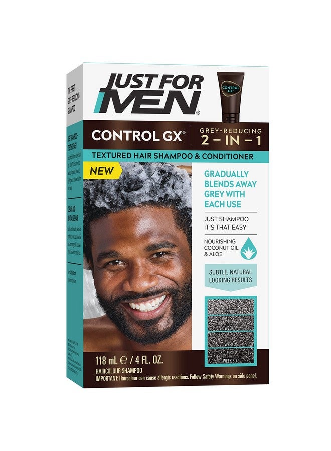 جست فور من شامبو Just for Men Control GX Grey Reducing للشعر الخشن، لون شعر تدريجي للرجال، 4 أونصة سائلة (عبوة من قطعة واحدة) - Image 1