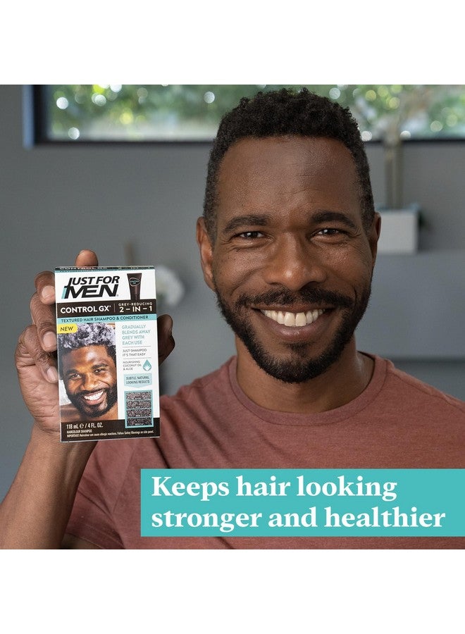 جست فور من شامبو Just for Men Control GX Grey Reducing للشعر الخشن، لون شعر تدريجي للرجال، 4 أونصة سائلة (عبوة من قطعة واحدة) - Image 2