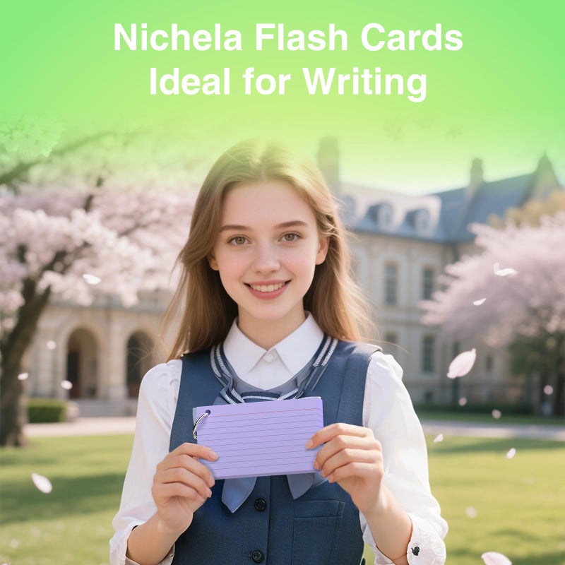 Nichela 250 Count Colored Index Cards with Ring 3 x 5 Inch Heavyweight Ruled Index Cards, Flash Cards for School & Office Supplies and Home Organization, Durable Study To Do List Note Cards with Ruled Lines - Image 5