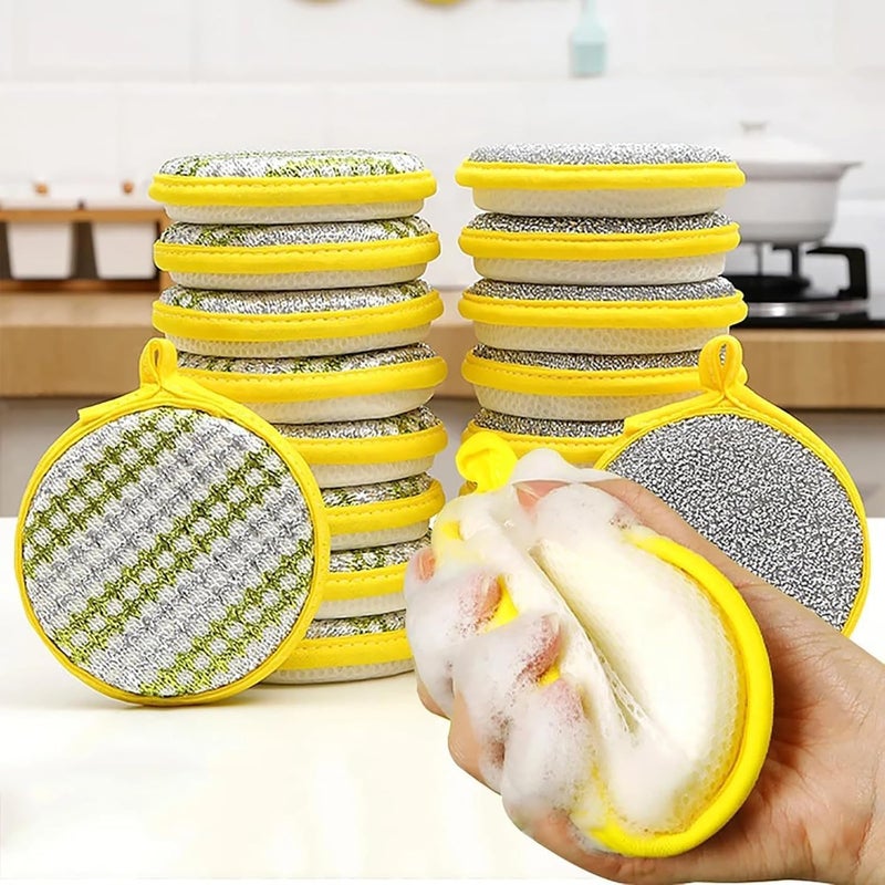 BEYKURY 2in1 Multipurpose DoubleSided Stainless Steel Scrubber with Sponges Tough Cleaning Dish Scrubbers for Pots Pans Kitchen and Bathroom Multicolor 10 Pack - Image 2