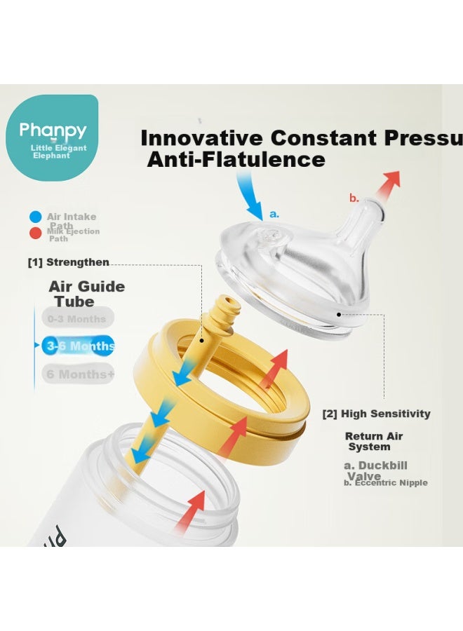 Xiaoya Elephant Anti-colic Glass Baby Bottle For Newborns 3-6 Months Infant Feeding Bottle 240ml With M Size Nipple - Image 2