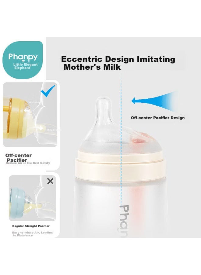 Xiaoya Elephant Anti-colic Glass Baby Bottle For Newborns 3-6 Months Infant Feeding Bottle 240ml With M Size Nipple - Image 4