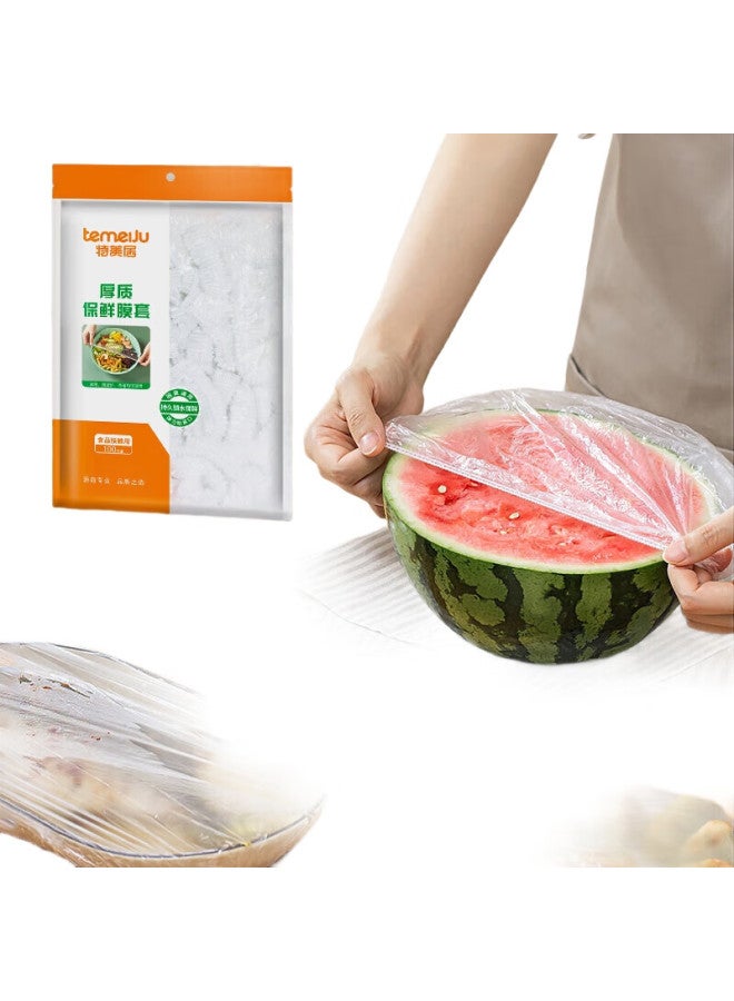 Temeiju Temeiyou Plastic Wrap Set 100 Pieces, Thick Elastic Edge Food Bowl Covers, Universal For Large And Small Plates, Dust-Proof Food Preservation Covers - Image 3