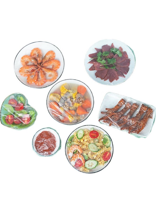 Temeiju Temeiyou Plastic Wrap Set 100 Pieces, Thick Elastic Edge Food Bowl Covers, Universal For Large And Small Plates, Dust-Proof Food Preservation Covers - Image 1