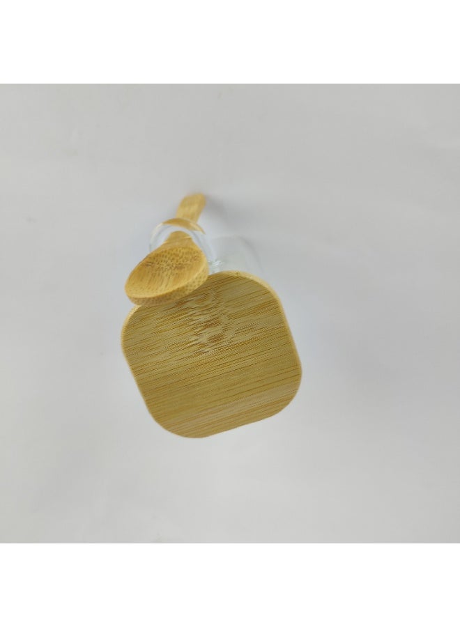 برطمان زجاج شفاف بغطاء خشب وملعقة جانبية للتخزين الأنيق - Image 5