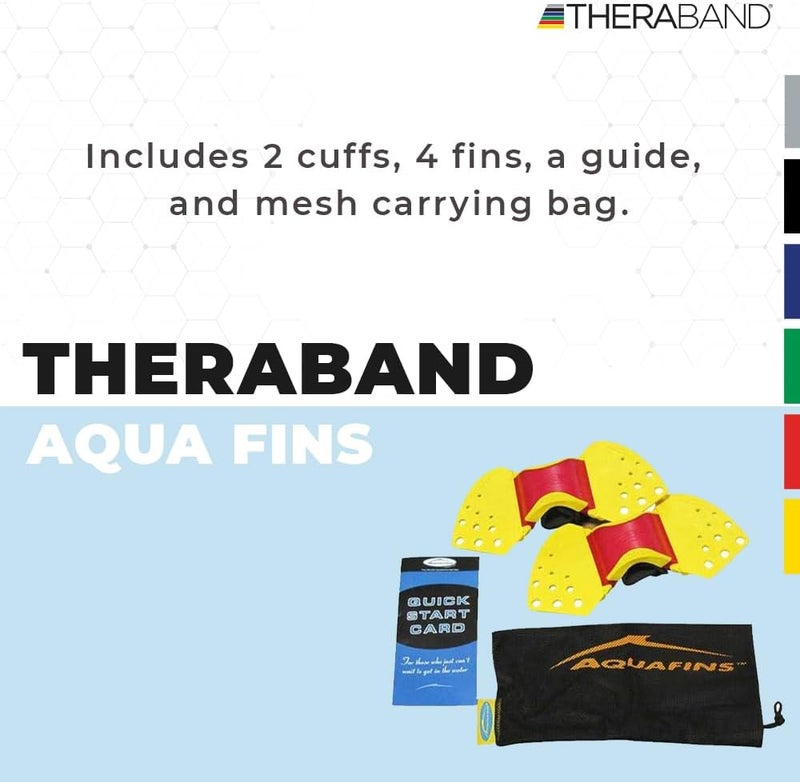 TheraBand مجموعة تمارين ثيراباند أكوافينز لمقاومة الماء مع زعانف وحقيبة شبكية - Image 2