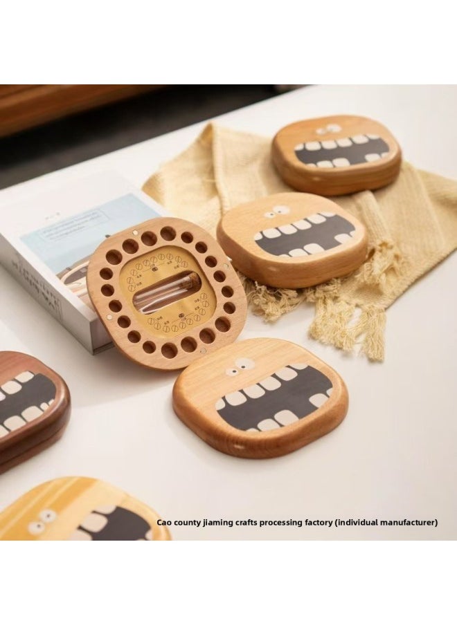 Generic Wooden Deciduous Teeth Box Cartoon Funny Deciduous Teeth Collection Box Boys And Girls Baby Fetal Hair Umbilical Cord Preservation Souvenir Box-Color:As Shown In The Picture  - Image 4