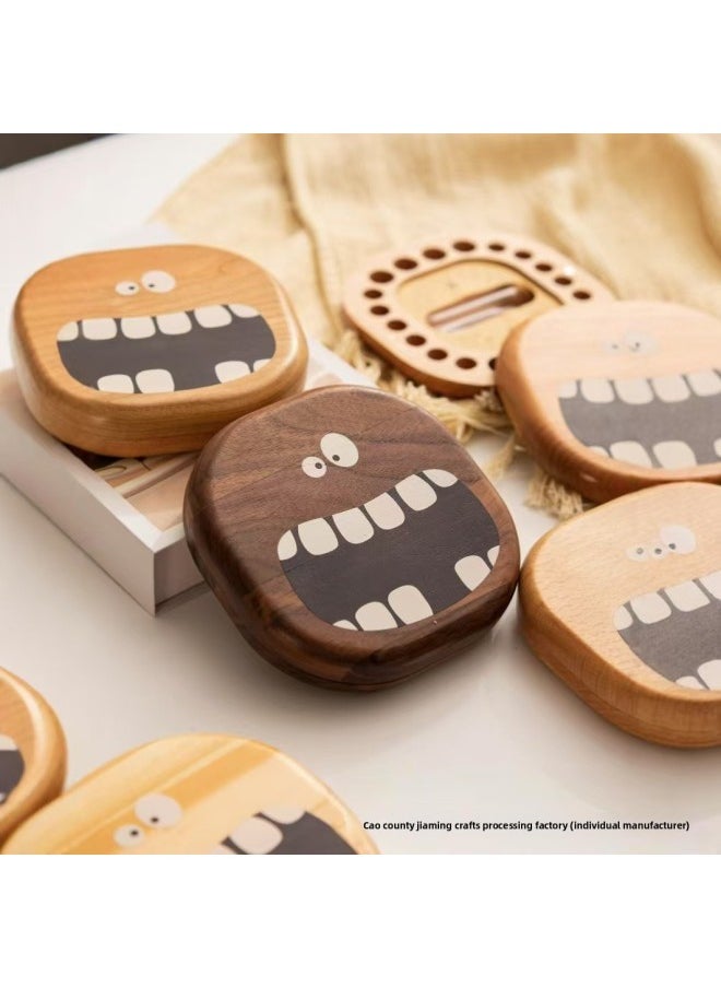 Generic Wooden Deciduous Teeth Box Cartoon Funny Deciduous Teeth Collection Box Boys And Girls Baby Fetal Hair Umbilical Cord Preservation Souvenir Box-Color:As Shown In The Picture  - Image 5