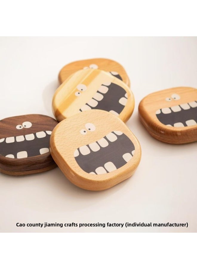 Generic Wooden Deciduous Teeth Box Cartoon Funny Deciduous Teeth Collection Box Boys And Girls Baby Fetal Hair Umbilical Cord Preservation Souvenir Box-Color:As Shown In The Picture  - Image 3
