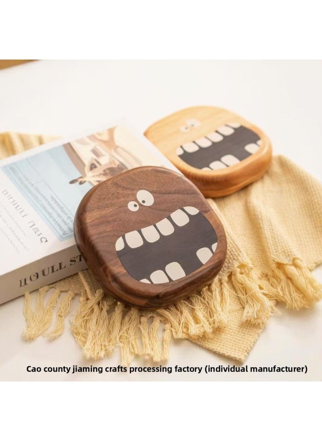 Generic Wooden Deciduous Teeth Box Cartoon Funny Deciduous Teeth Collection Box Boys And Girls Baby Fetal Hair Umbilical Cord Preservation Souvenir Box-Color:As Shown In The Picture  - Image 2