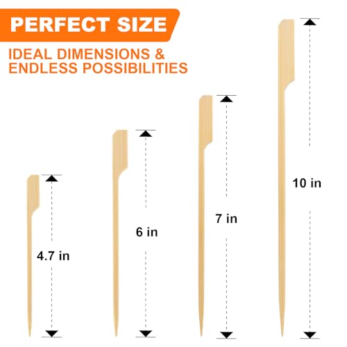 DOUDOULE Bamboo Skewers for Appetizers 10 Inch 200PCS Long Cocktail Picks Fancy Toothpicks for Appetizers Flat Paddle Wooden Skewers Food Sticks for Party Drinks Fruit Charcuterie - Image 3