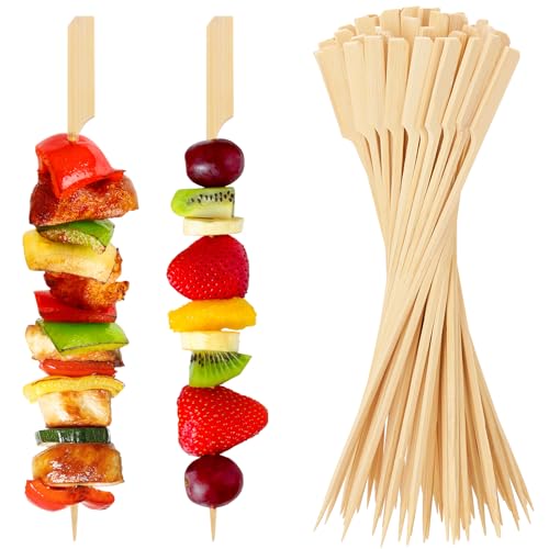 DOUDOULE Bamboo Skewers for Appetizers 10 Inch 200PCS Long Cocktail Picks Fancy Toothpicks for Appetizers Flat Paddle Wooden Skewers Food Sticks for Party Drinks Fruit Charcuterie - Image 1