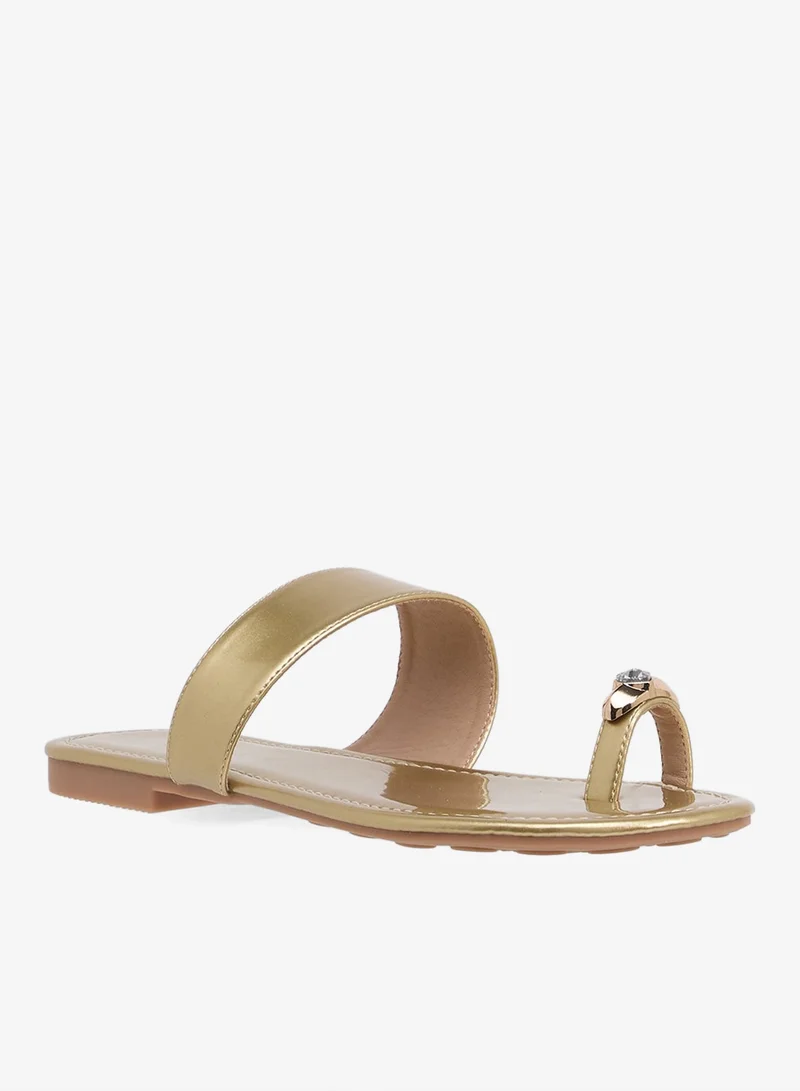 ايلا صندل نسائي مسطح معدني