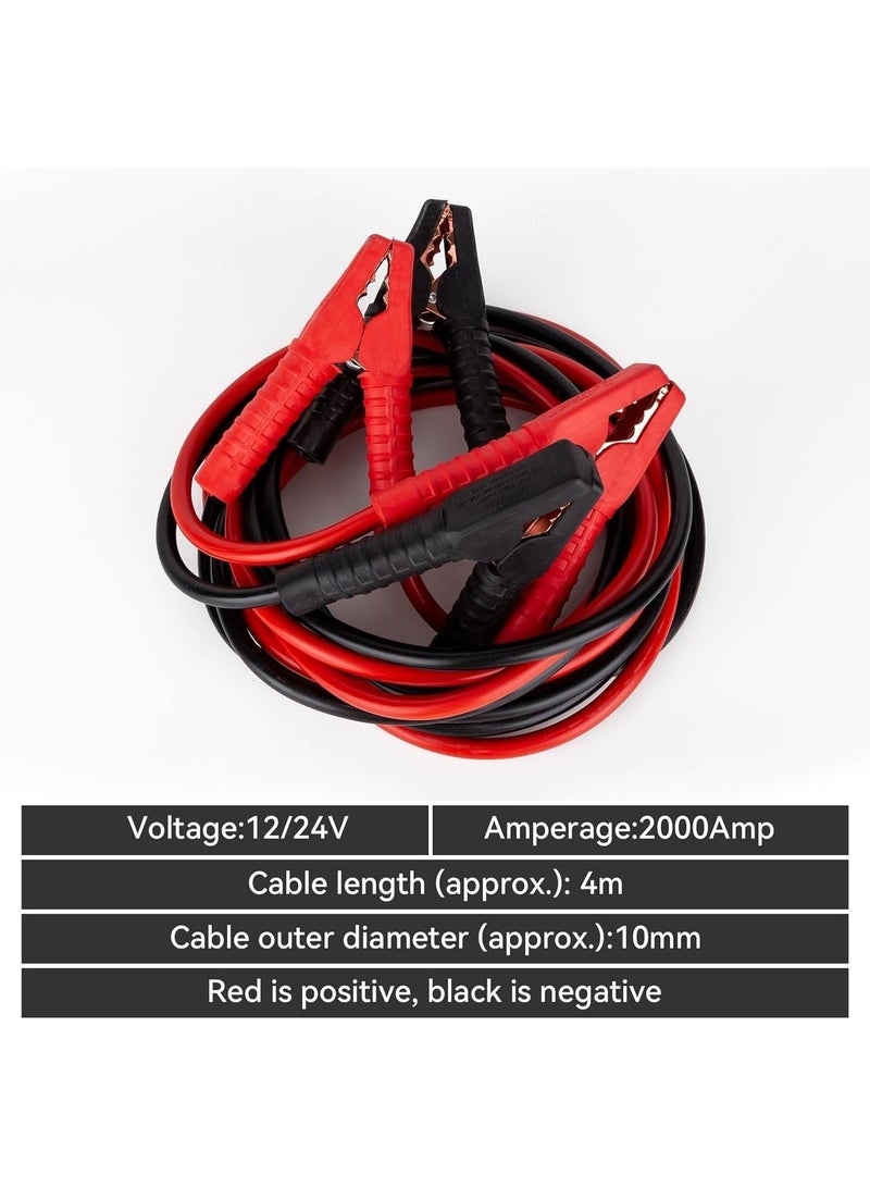 Jumper Cables for Car Battery,Heavy Duty Jumper Cables with PVC CASE, 4m 2000AMP Jump Starting Dead or Weak Batteries Emergency Roadside Assistance, Works in Every Weather - Image 3