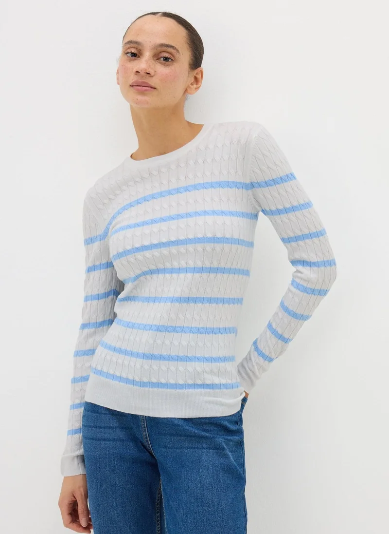 Matalan Blue Baby Cable Stripe Jumper