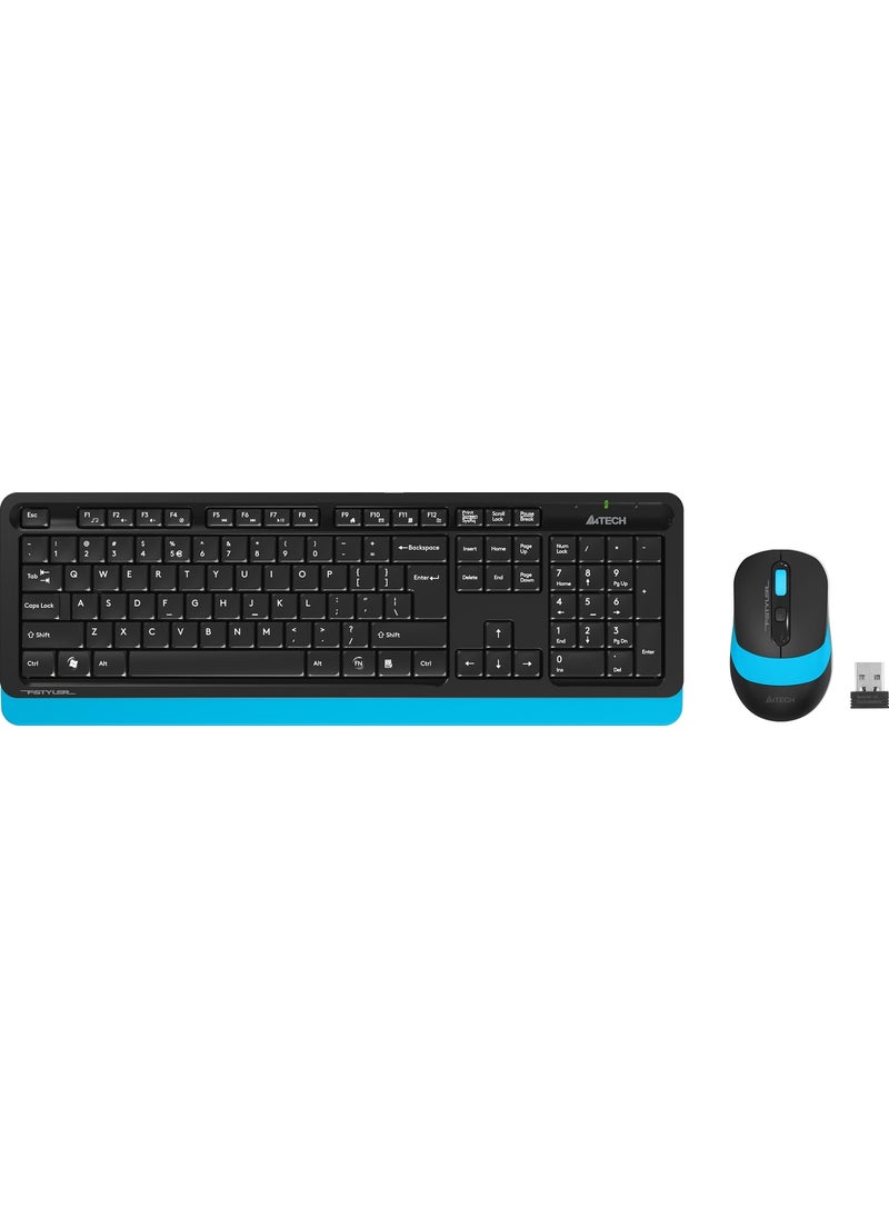 A4TECH FG1010 Wireless Q Trk Optic Mouse Black/Blue Multimedia Keyboard - Mouse Set  - Image 1