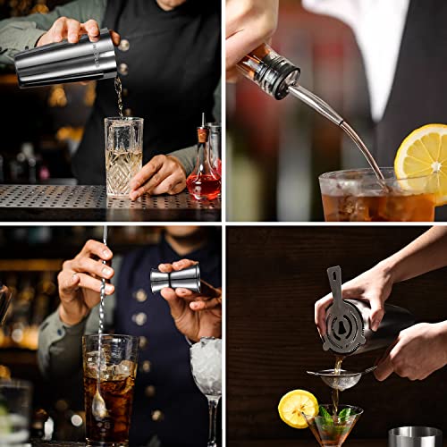 INNÃ”PLUS Cocktail Shaker, 27OZ Martini Shaker, Drink Shaker, Cocktail Shaker Set 6 Pcs,Boston Shaker, Bar Set, Cocktail Strainer, Bar tools, Bartender Kit, Stainless Steel Double Measuring Jigger, Mixing Spoon - Image 4