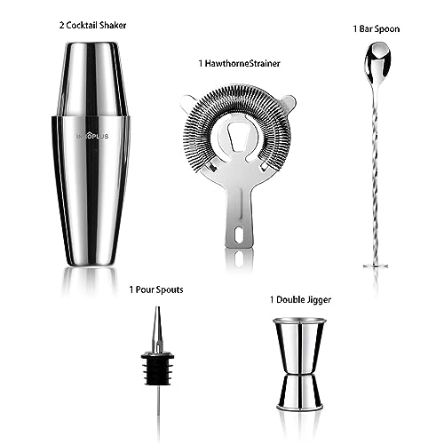 INNÃ”PLUS Cocktail Shaker, 27OZ Martini Shaker, Drink Shaker, Cocktail Shaker Set 6 Pcs,Boston Shaker, Bar Set, Cocktail Strainer, Bar tools, Bartender Kit, Stainless Steel Double Measuring Jigger, Mixing Spoon - Image 2