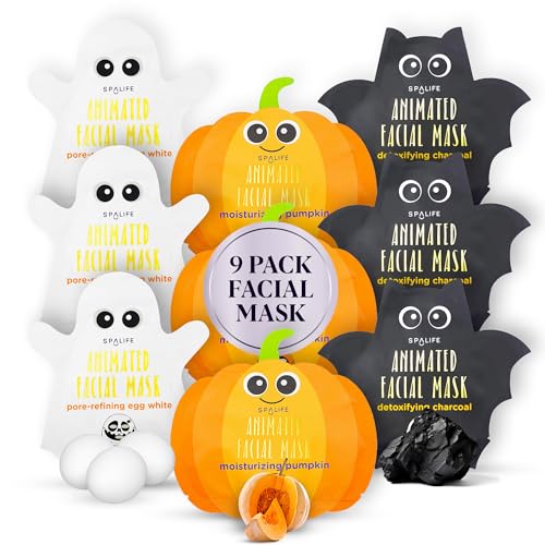 SpaLife Facial Mask Sheet Bundle - Pumpkin, Ghost, Bat - Halloween Character Mask Bundle - Face Masks for Skin Care - Moisturizing Sheet Face Masks - Skincare Pack for Women - Spa Beauty Masks - Image 1