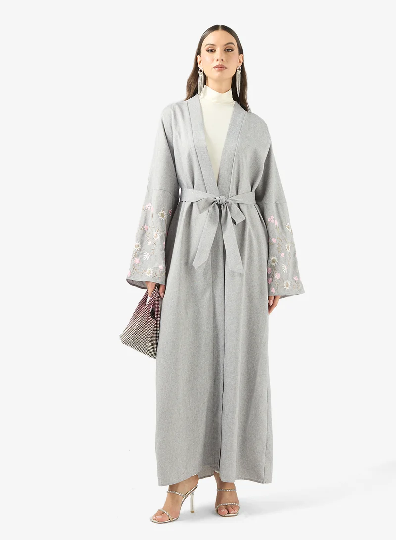 Khizana  Abaya With Embroidered Floral Sleeve for Women | Best Price UAE
