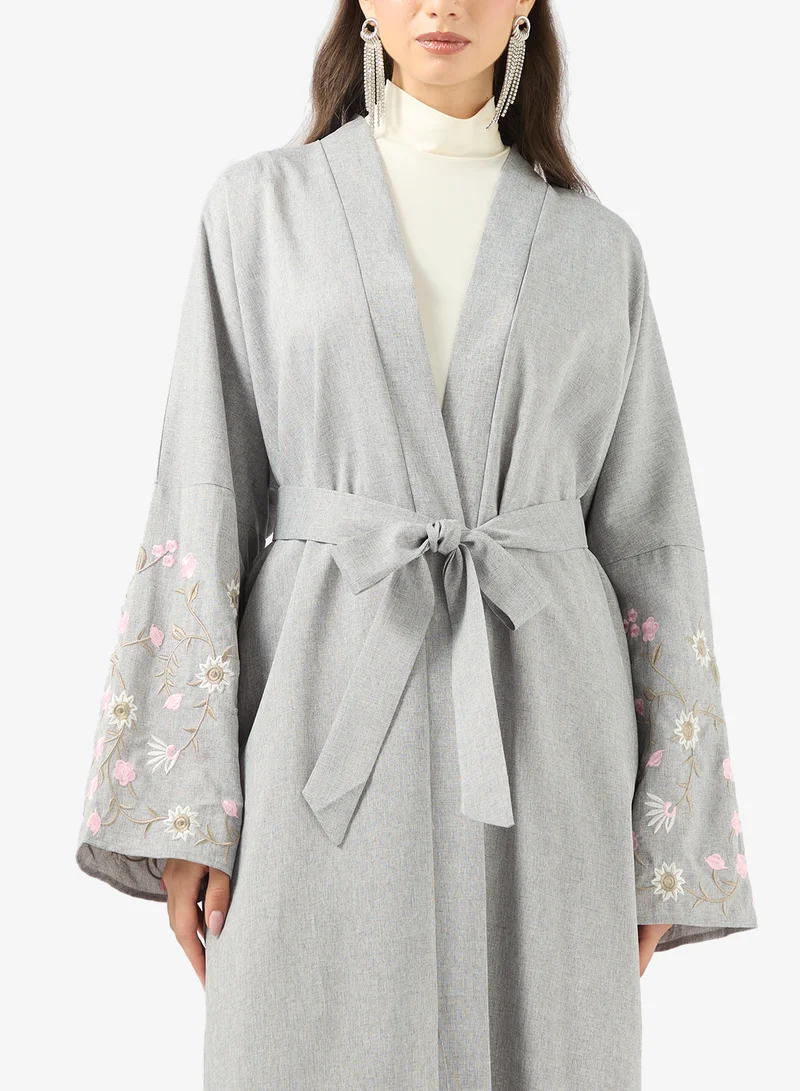 Khizana  Abaya With Embroidered Floral Sleeve for Women | Best Price UAE