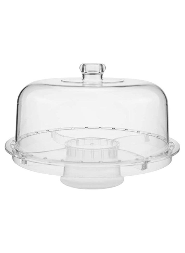 Arabest - 3-in-1 Acrylic Cake Stand Cake Plate with 12”Dome Multi-Function Serving Platter, Salad & Punch Bowl - Image 1