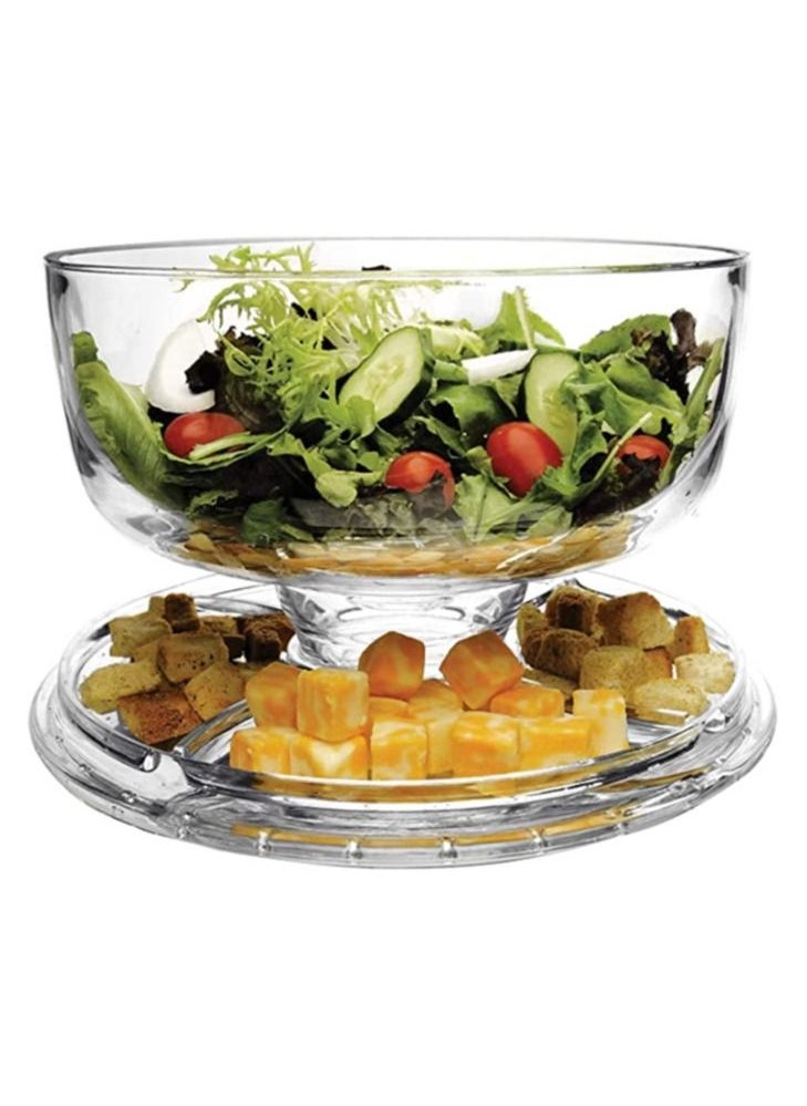 Arabest - 3-in-1 Acrylic Cake Stand Cake Plate with 12”Dome Multi-Function Serving Platter, Salad & Punch Bowl - Image 1