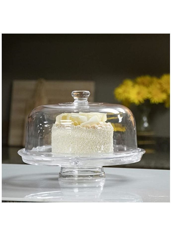 Arabest - 3-in-1 Acrylic Cake Stand Cake Plate with 12”Dome Multi-Function Serving Platter, Salad & Punch Bowl - Image 1