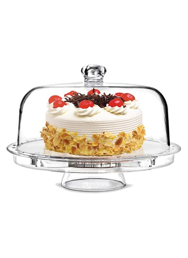 Arabest - 3-in-1 Acrylic Cake Stand Cake Plate with 12”Dome Multi-Function Serving Platter, Salad & Punch Bowl - Image 1