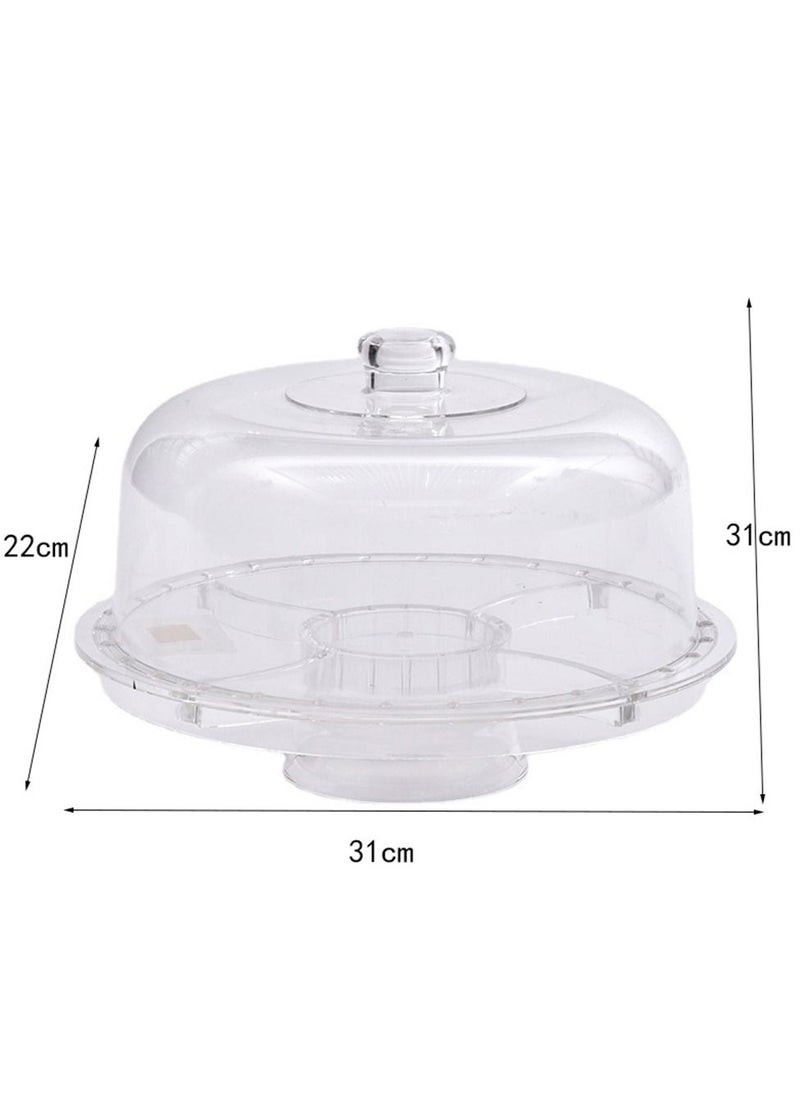 Arabest - 3-in-1 Acrylic Cake Stand Cake Plate with 12”Dome Multi-Function Serving Platter, Salad & Punch Bowl - Image 1
