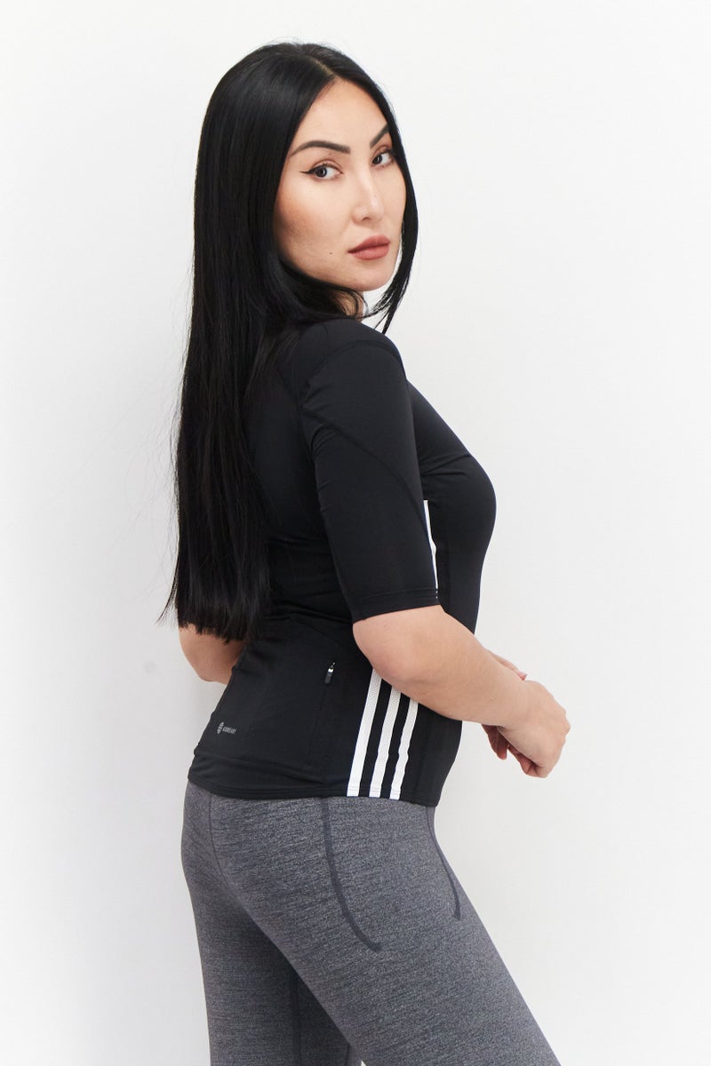 Adidas بلوزة رياضية نسائية للتمرين، باللون الأسود - Image 3