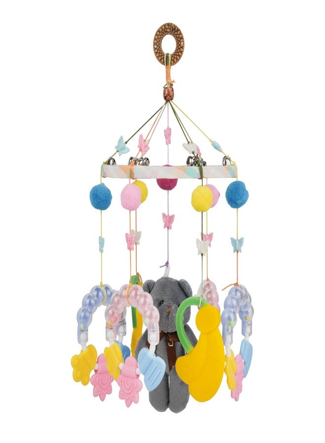CHERRYLAND Baby Crib Musical Hanging Toy | Colorful Plush Bear & Butterfly Mobile for Newborns | Rotating Music Bell, Nursery Decor (Multicolor) - Image 1