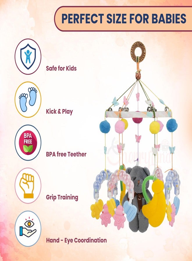 CHERRYLAND Baby Crib Musical Hanging Toy | Colorful Plush Bear & Butterfly Mobile for Newborns | Rotating Music Bell, Nursery Decor (Multicolor) - Image 2