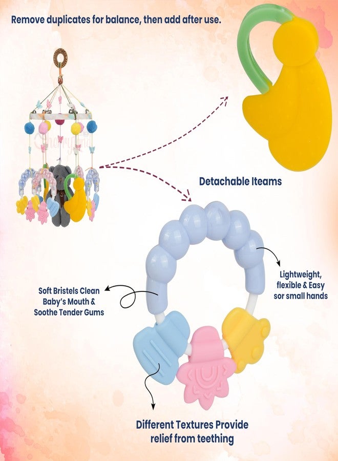 CHERRYLAND Baby Crib Musical Hanging Toy | Colorful Plush Bear & Butterfly Mobile for Newborns | Rotating Music Bell, Nursery Decor (Multicolor) - Image 4