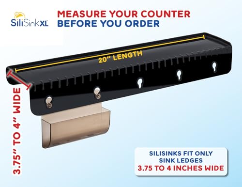 SiliProducts SiliSink XL Silicone Edge Guard for Kitchen Sink Fits 375 4 Wide The Original Silicone Sink Edge Protector with Sponge Caddy Splash Guard 20 Black Diamond - Image 3