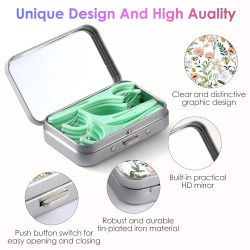 Gerkia Dental Floss Portable Case, Easy to Store Floss Picks of Various Sizes, Portable Dental Floss Dispenser is Perfect for Travelling, Hotels, Dinners, Appointments.White Flower - Image 3
