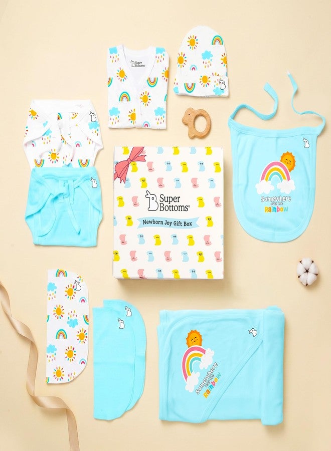 SuperBottoms Baby Gift Set for New Born - Skin-Friendly Newborn Essentials - Ideal Gifts for NewBorn Baby – Unisex Clothing - 0-3 Months – 11 Pieces Baby Gift Hamper (Blue) - Image 2