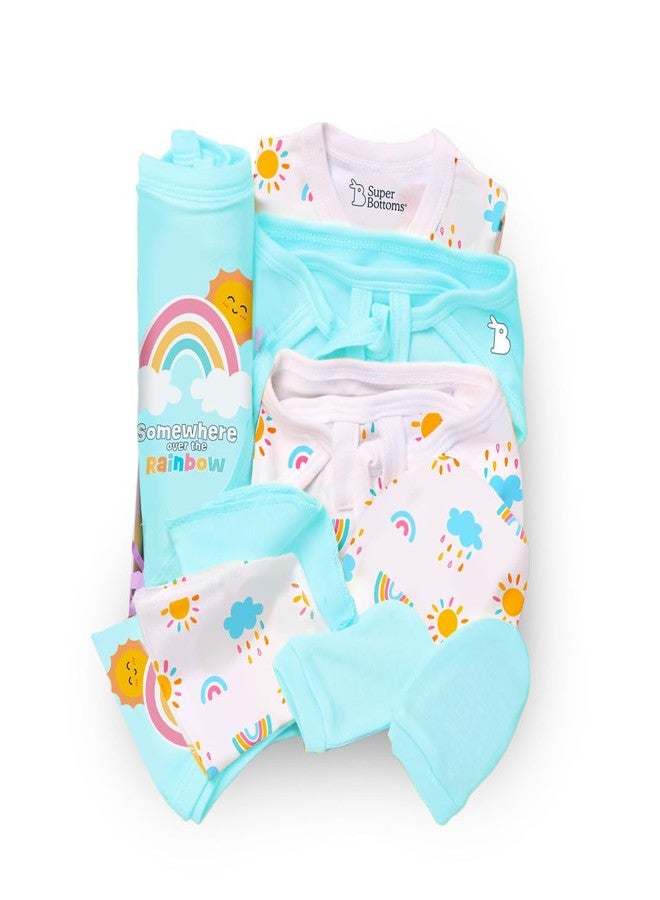 SuperBottoms Baby Gift Set for New Born - Skin-Friendly Newborn Essentials - Ideal Gifts for NewBorn Baby – Unisex Clothing - 0-3 Months – 11 Pieces Baby Gift Hamper (Blue) - Image 1