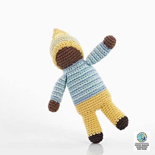 Pebble | Handmade Pixie Rattle - Daffodil - Yellow | Crochet | Fair Trade | Pretend | Imaginative Play | Montessori | Machine Washable - Image 1