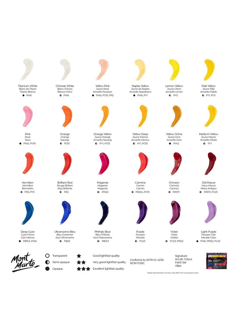 Mont Marte Acrylic Colour Paint Set 48pc x 36ml