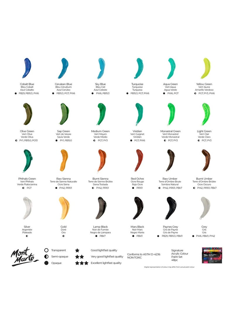 Mont Marte Acrylic Colour Paint Set 48pc x 36ml